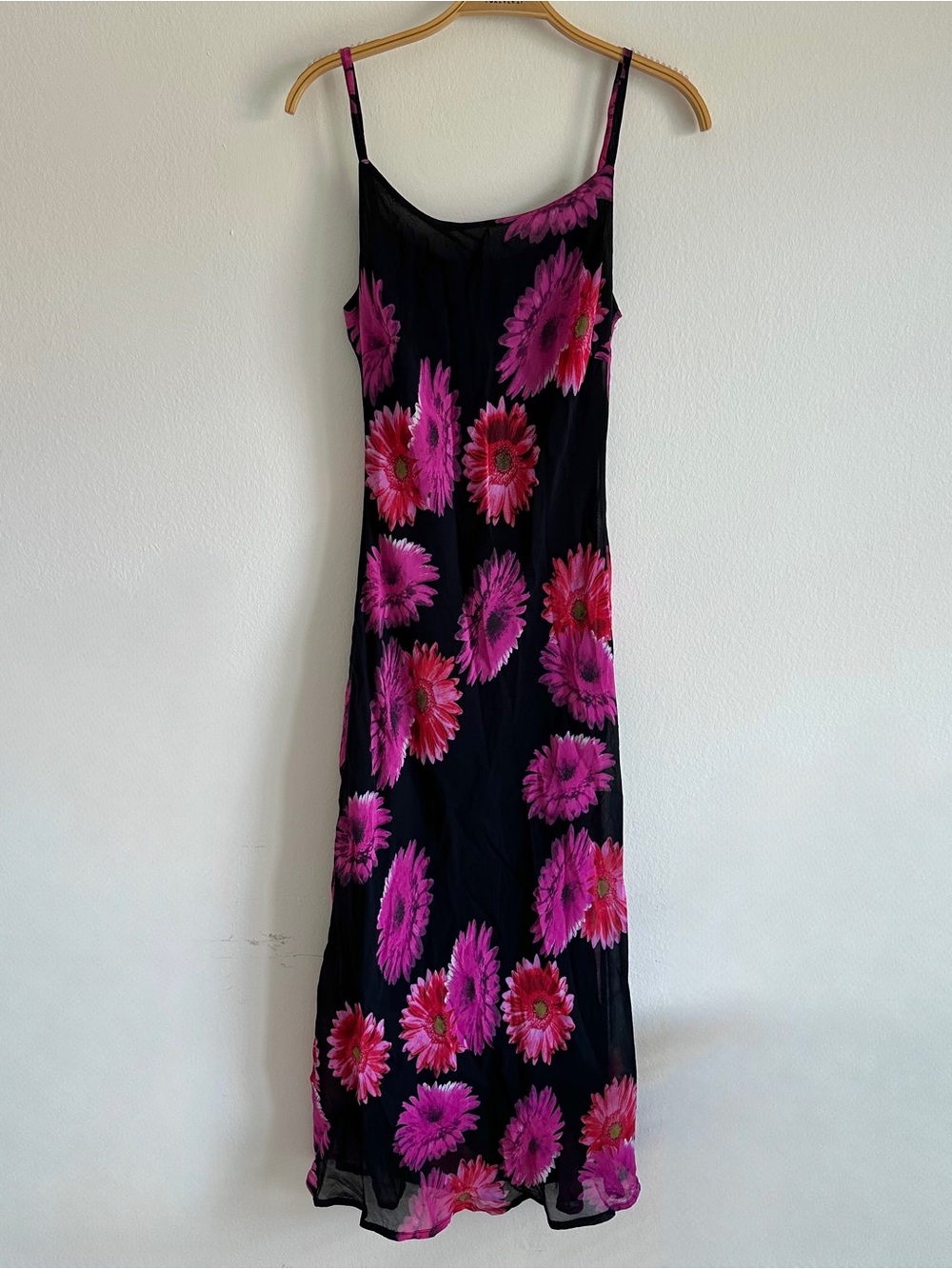 Vintage Waltex Dress Maxi Floral Black Pink Red Fairy Whimsigoth Italy 90s Y2K